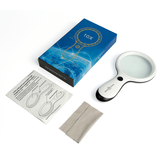 Kraftigt förstoringsglas med 10x förstoring, 18 LED - lampor och tre olika ljuslägen - Forstørrelsesglas - Seniorliving