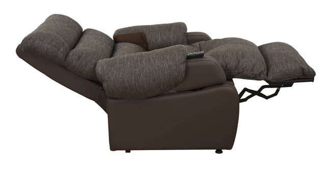 XXL COCOON” vil-/loungefåtölj. 65 cm. Lyft-/sänkfunktion. GRÅ textil/SVART konstläder (PU)
