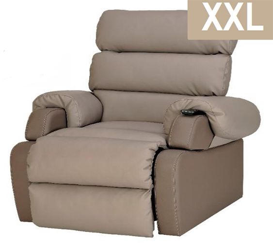 XXL COCOON” vil-/loungefåtölj. 65 cm. Lyft-/sänkfunktion. GRÅ textil/SVART konstläder (PU)