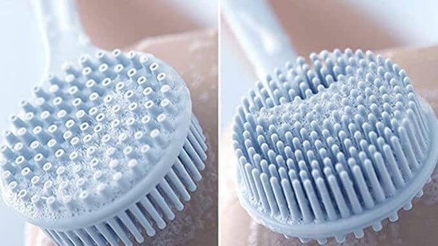 Dubbelfunktionell badborste - mjuk/fast silikon. Extra längd. 2 färger - Diverse badrumstillbehör - Seniorliving