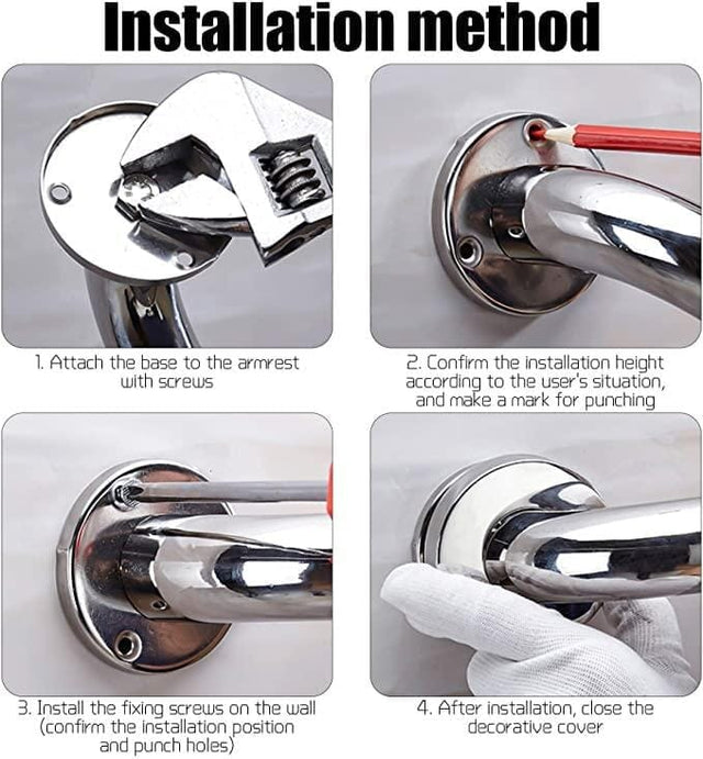 Halkfritt stödhandtag (60 cm). Stabil och säker lösning. VIT - Stödhandtag - Seniorliving