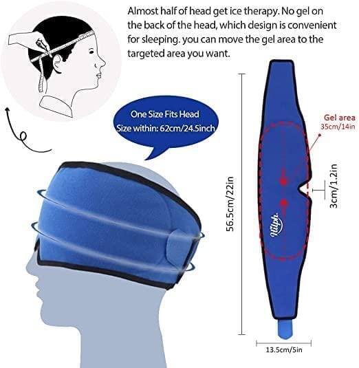 Kylande gelmask (migrän) - justerbar omkrets med kardborreband. Mjuk och läcker fleece. - Kylmask - Seniorliving