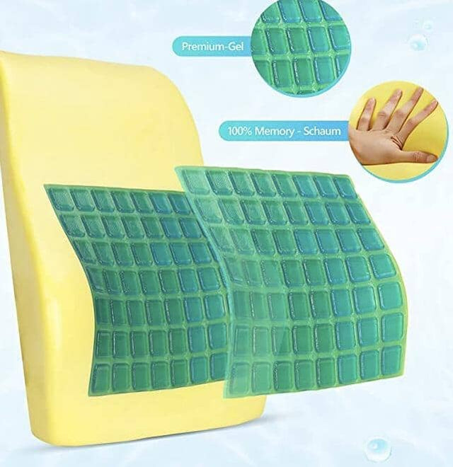 Mjuk svankkudde & ryggstöd - Med kylande gel & memory foam. (44x40x12) - Lumbal kudde - Seniorliving