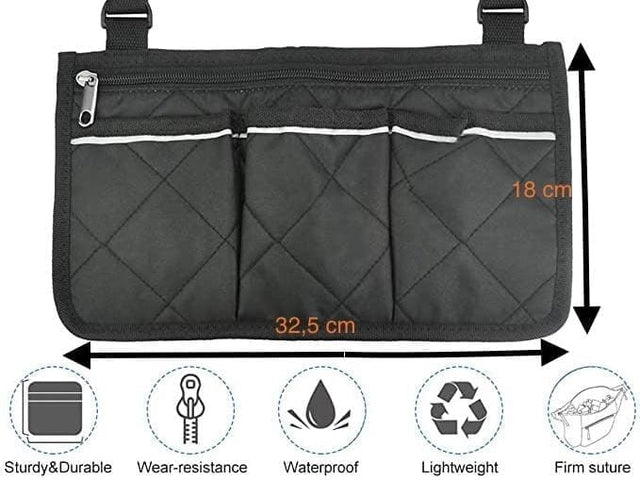 Rullstolsväska för montering på armstödet – smart, liten och vattentät. 2 färger - Rullstolsväska - Seniorliving