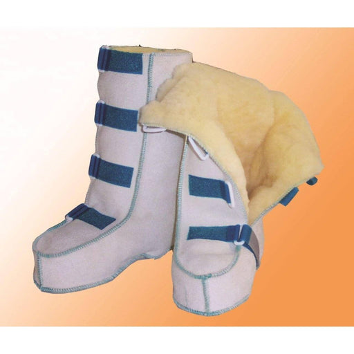 Super varm og blød lammeskindsstøvle - lang model, 4 velkrobånd (naturfarvet) Støvler Orgaterm Størrelse 35-36 