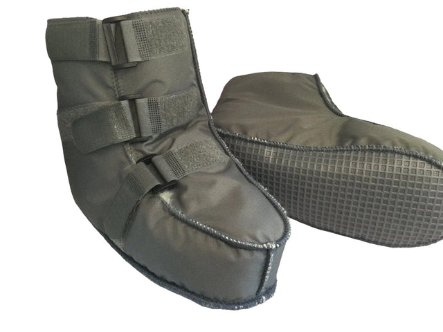 Supervarm och mjuk lammstövel, yttersula - kort modell med 3 kardborreband, GRÅ, - Stövlar - Seniorliving