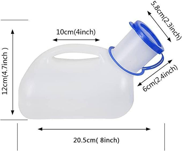 Urinflaska 1000ml - Unisex, portabel med handtag och vattentätt lock. Camping. - Urinaler - Seniorliving