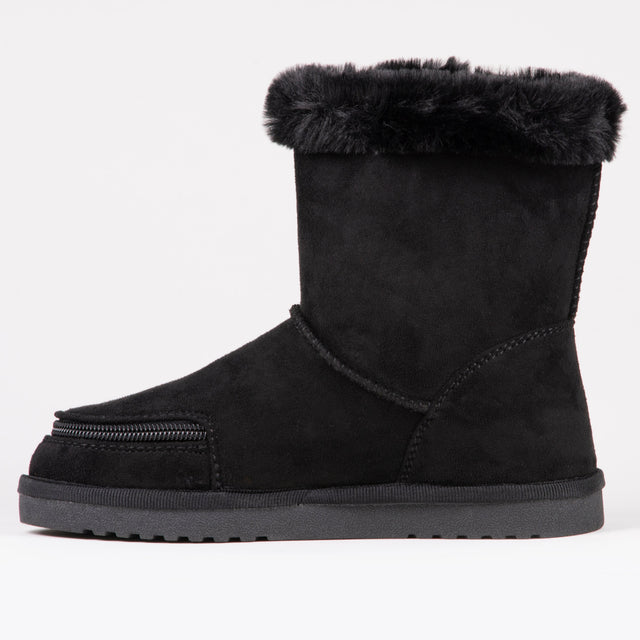 BILLY Cozy Boots: Bred vinterkänga med blixtlås – Ideell för breda fötter och skenor CAMEL