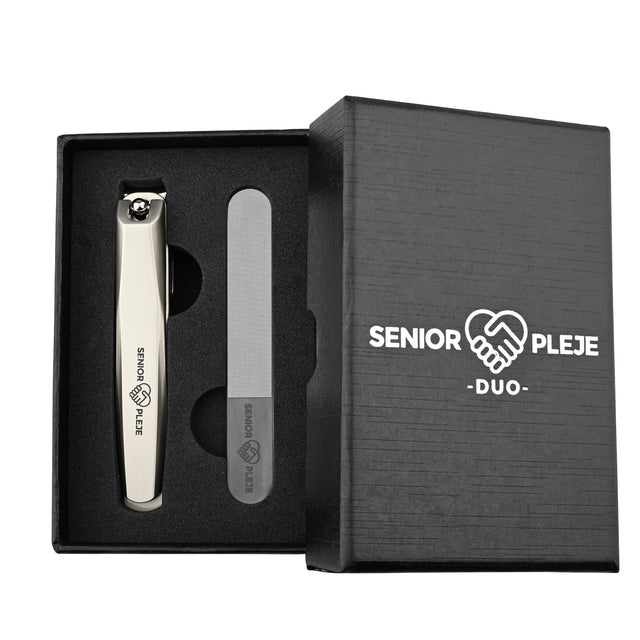 Negleklippersæt DUO - 360° Drejelig negleklipper & Fil. Nem & præcis neglepleje - Ergonomisk negleklipper - Seniorliving