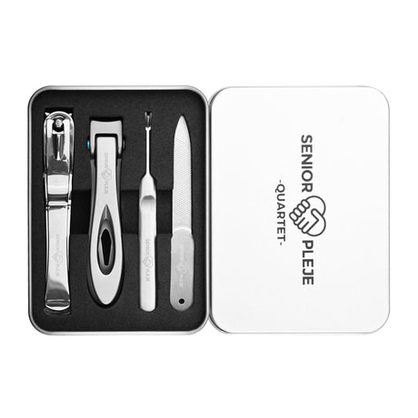 Negleklippersæt QUARTET - Professionelt 4 - i - 1 sæt. Ideelt til ekstra kraftige negle - Ergonomisk negleklipper - Seniorliving