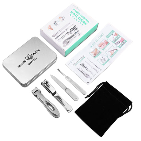 Negleklippersæt QUARTET - Professionelt 4 - i - 1 sæt. Ideelt til ekstra kraftige negle - Ergonomisk negleklipper - Seniorliving
