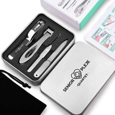 Negleklippersæt QUARTET - Professionelt 4 - i - 1 sæt. Ideelt til ekstra kraftige negle - Ergonomisk negleklipper - Seniorliving