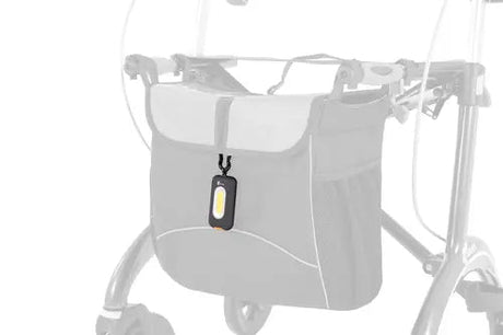 Sort LED - Lampe til SALJOL Rollator – Kraftigt lys. Bliv set i mørket! - tilbehør til rollator - Seniorliving