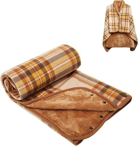 Varm indendørs hygge poncho - One size. Blød & lækker fleece med knapper. - Poncho - Seniorliving