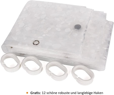 Antibakteriell duschdraperi med vackert ZEN - mönster - 183 x 200 cm. Neutral färg - Duschdraperi - Seniorliving