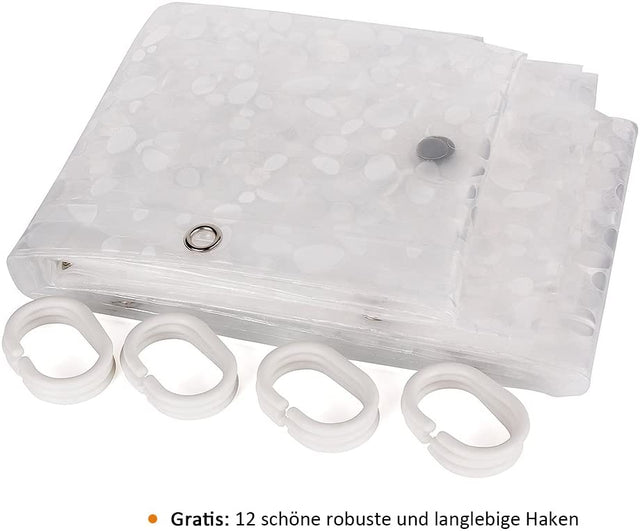 Antibakteriell duschdraperi med vackert ZEN - mönster - 183 x 200 cm. Neutral färg - Duschdraperi - Seniorliving