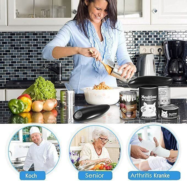 Elektrisk konservöppnare - enkel och enkel att använda. Seniorvänligt! Finns i 2 färger - Burköppnare - Seniorliving