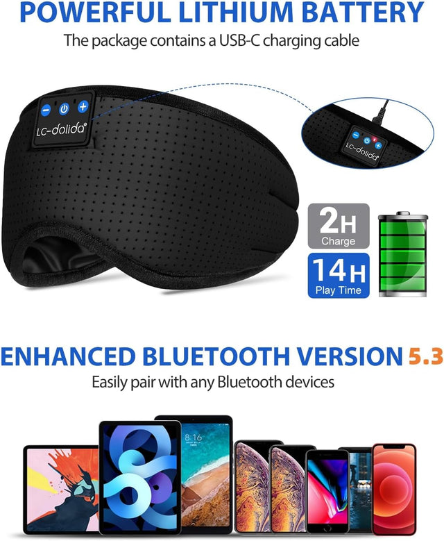 ENJOY Sovmask med Bluetooth – Kylande & perfekt för djup och avslappnande sömn - sovmask - Seniorliving