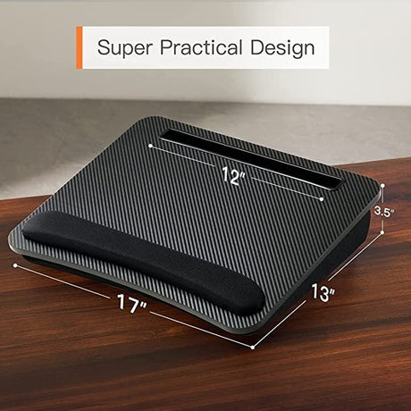 Ergonomiskt och snyggt datorbord - använd det till både säng, rullstol eller soffa. Grå - Svart - Kuddar - Seniorliving