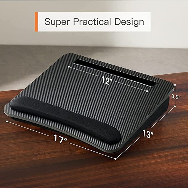 Ergonomiskt och snyggt datorbord - använd det till både säng, rullstol eller soffa. Grå - Svart - Kuddar - Seniorliving