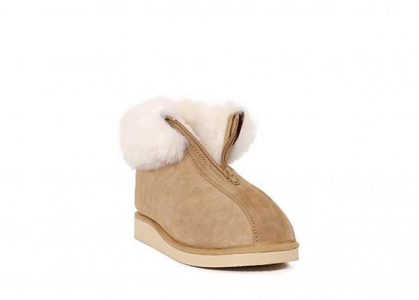 FÖRSÄLJNING! Tofflor med mjukt lammskinn - Med dragkedja &amp; fast skumsula. Liten i storleken. - Seniorliving