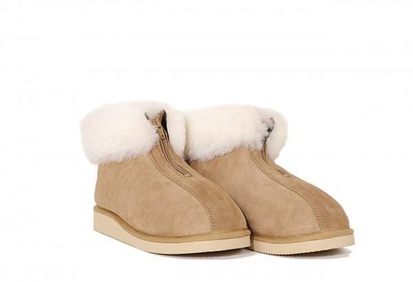 FÖRSÄLJNING! Tofflor med mjukt lammskinn - Med dragkedja &amp; fast skumsula. Liten i storleken. - Seniorliving