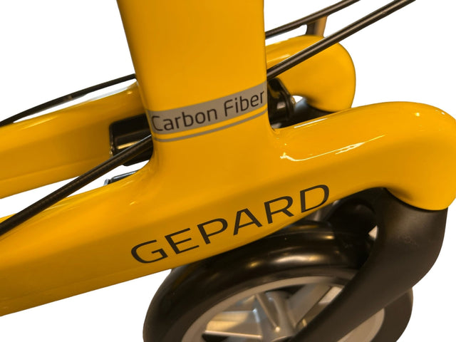 Gul kolfiberrullator - Ultralätt &amp; hopfällbar, 5,5 kg. Inkl. ryggstöd &amp; pinnhållare - Utomhusvandrare - Seniorliving