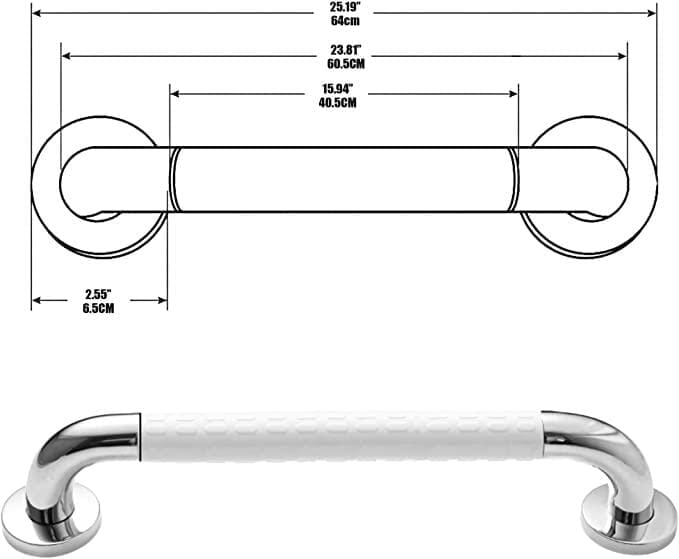 Halkfritt stödhandtag (60 cm). Stabil och säker lösning. VIT - Stödhandtag - Seniorliving