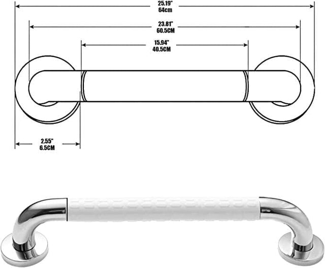 Halkfritt stödhandtag (60 cm). Stabil och säker lösning. VIT - Stödhandtag - Seniorliving