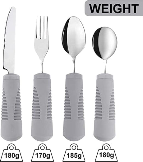 Lyxiga seniorbestick - Smidigt och med superbra grepp. Består av 4 delar. GRÅ - Bestick &amp; service - Seniorliving