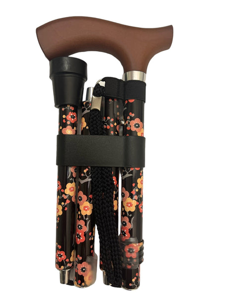 Optimera din rörlighet med vår klassiska och fällbara aluminiumkäpp - blommönster - Foldbar stok - Seniorliving