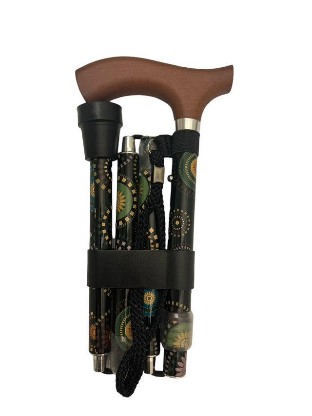 Optimera din rörlighet med vår klassiska och fällbara aluminiumkäpp - blommönster - Foldbar stok - Seniorliving