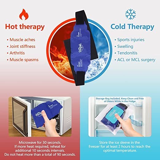 Sval/varm kompressionsdyna för ländrygg, mage och rygg. Återanvändbar. Justerbar - kyldyna - Seniorliving