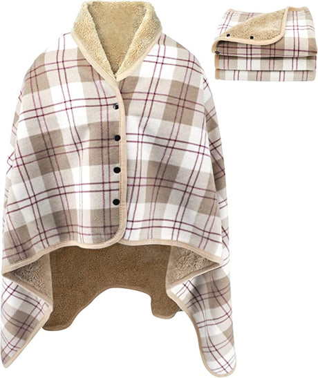 Varm mysig poncho inomhus - One size. Mjuk &amp; läcker fleece med knappar. - Poncho - Seniorliving