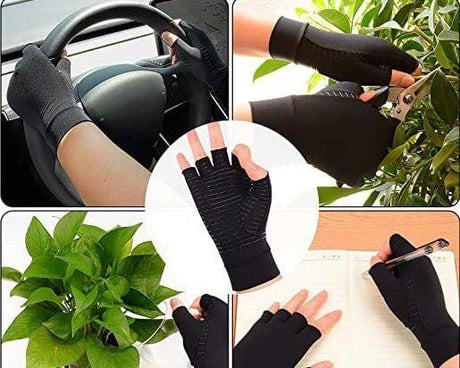 Värmande handskar med kompression &amp; koppar - Unisex med grepp. 2 modeller - Kompressionshandskar - Seniorliving